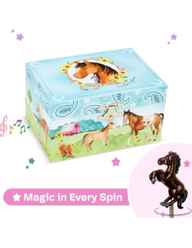 Caja de Joyería Musical Jewelkeeper Caballo Giratorio 15x11cm