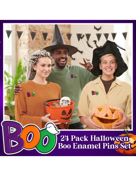 Paquete de 24 Pines de Esmalte Halloween Boo - Fantasmas