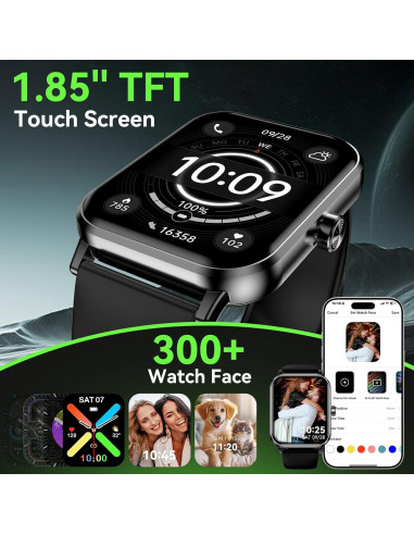 Reloj Inteligente QONBINK TG38 Negro 1.85" HD Fitness IP68