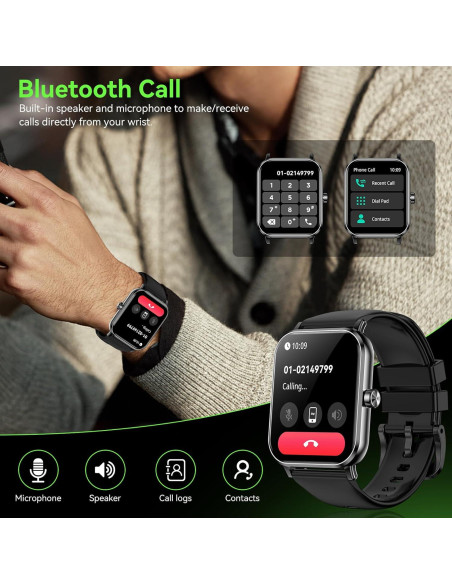 Reloj Inteligente QONBINK TG38 Negro 1.85" HD Fitness IP68