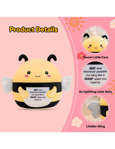 Abeja de Peluche TOYSYM 25.4 cm con Mensaje Motivacional