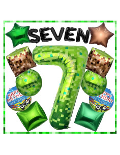 Conjunto de Globos Temáticos de Pixel Verde 16Pcs WENTIYA