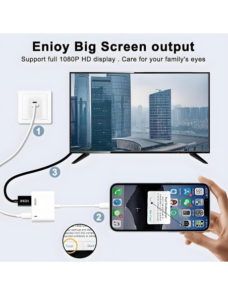 Adaptador Lightning a HDMI 1080P esbeecables para iPhone/iPad