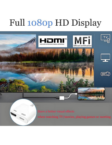Adaptador Lightning a HDMI 1080P esbeecables para iPhone/iPad