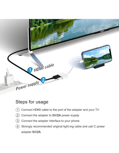 Adaptador Lightning a HDMI 1080P esbeecables para iPhone/iPad