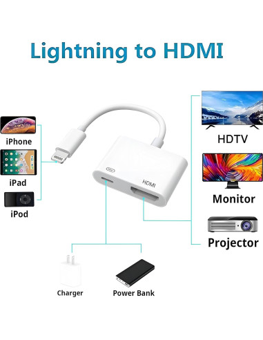 Adaptador Lightning a HDMI 1080P esbeecables para iPhone/iPad
