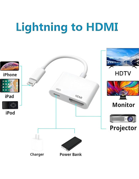 Adaptador Lightning a HDMI 1080P esbeecables para iPhone/iPad