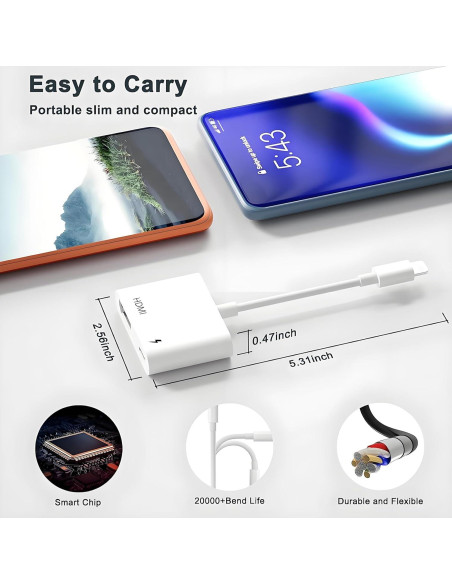 Adaptador Lightning a HDMI 1080P esbeecables para iPhone/iPad