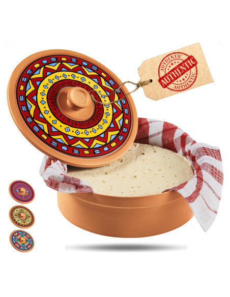 Calentador de Tortillas de Terracota Woobud 8 Pulgadas - Aislamiento Eficaz