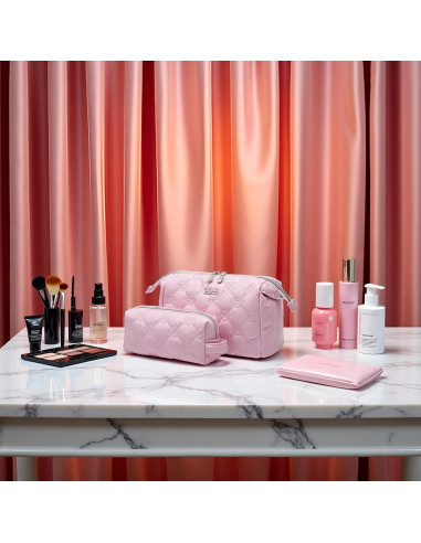 Set de 2 Bolsas de Maquillaje de Viaje BOYATU Rosa