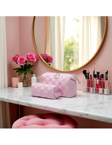 Set de 2 Bolsas de Maquillaje de Viaje BOYATU Rosa
