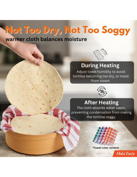 Calentador de Tortillas de Terracota Woobud 8 Pulgadas - Aislamiento Eficaz