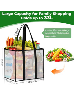 Paquete de 4 Bolsas de Compras Reutilizables SmartTrends 33L 2