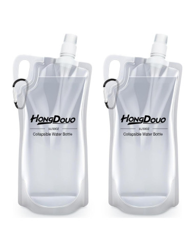 Paquete 2 Botellas de Agua Plegables 1L Hongdouo para Senderismo