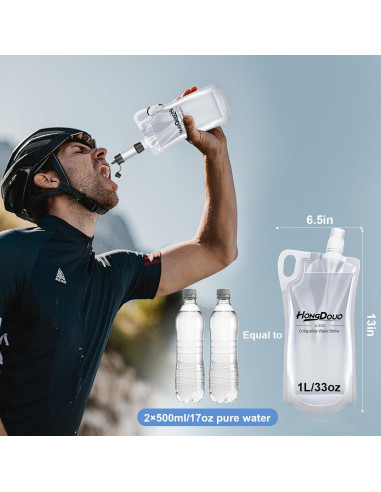 Paquete 2 Botellas de Agua Plegables 1L Hongdouo para Senderismo