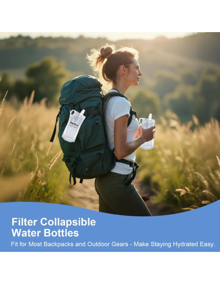 Paquete 2 Botellas de Agua Plegables 1L Hongdouo para Senderismo