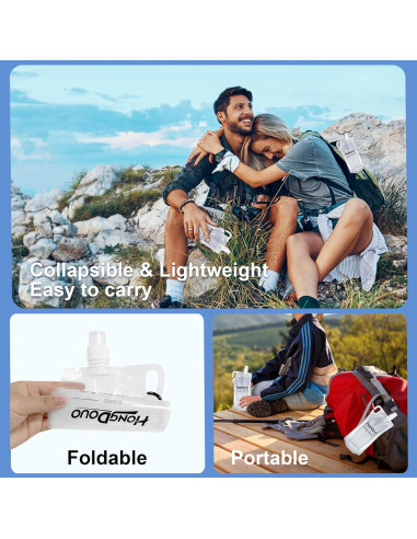 Paquete 2 Botellas de Agua Plegables 1L Hongdouo para Senderismo