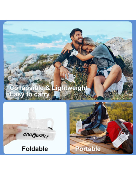 Paquete 2 Botellas de Agua Plegables 1L Hongdouo para Senderismo