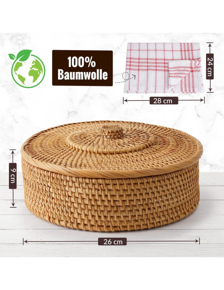 Cesta Calentadora de Tortillas Tortillada 10 Pulgadas Ratán