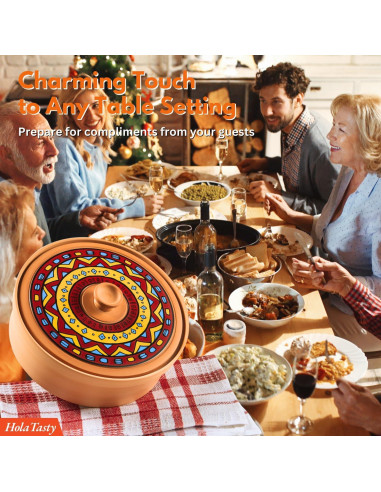 Calentador de Tortillas de Terracota Woobud 8 Pulgadas - Aislamiento Eficaz