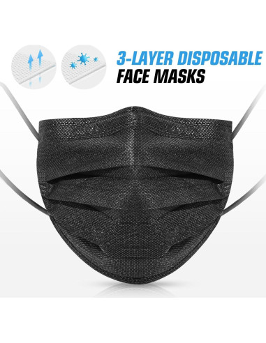 Mascarillas Desechables Negras 3 Capas PM PERFORMOTOR 50 Unidades