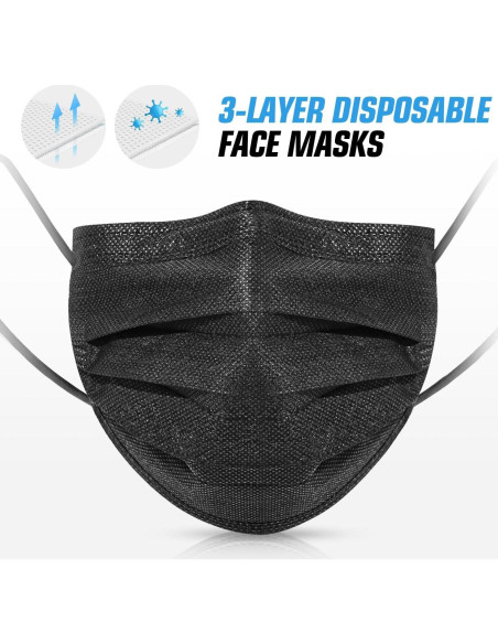 Mascarillas Desechables Negras 3 Capas PM PERFORMOTOR 50 Unidades