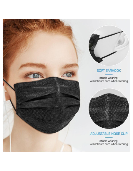 Mascarillas Desechables Negras 3 Capas PM PERFORMOTOR 50 Unidades