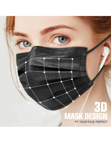 Mascarillas Desechables Negras 3 Capas PM PERFORMOTOR 50 Unidades