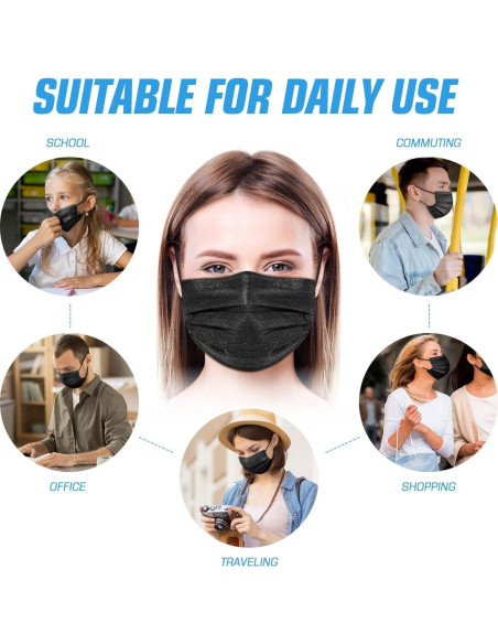 Mascarillas Desechables Negras 3 Capas PM PERFORMOTOR 50 Unidades
