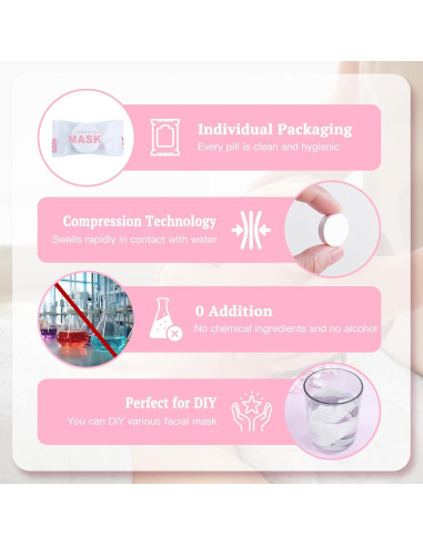 100 Mascarillas Faciales de Algodón Comprimido Khrgovd 20x22cm