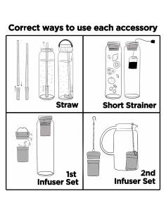 Botella de Agua de Vidrio 1000ml Drinmoaer con Infusor y Tapa de Bambú 2