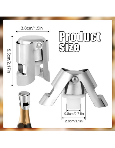 2 Tapones de Champán BOXOB Acero Inoxidable a Prueba de Fugas