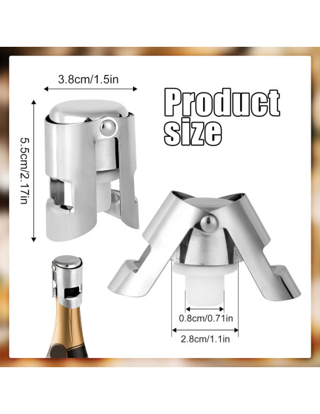 2 Tapones de Champán BOXOB Acero Inoxidable a Prueba de Fugas