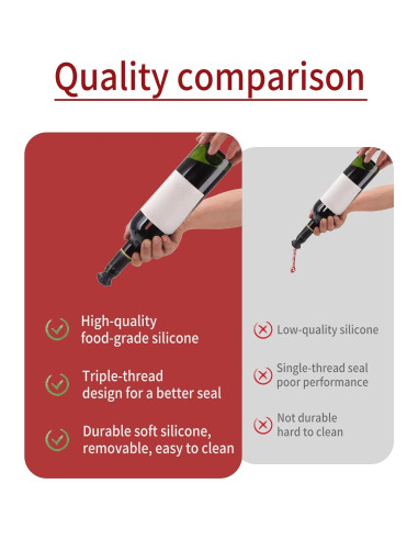 Juego de 3 Tapones de Vacío para Vino KAEZDD - Silicona