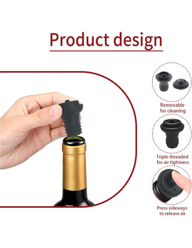 Juego de 3 Tapones de Vacío para Vino KAEZDD - Silicona