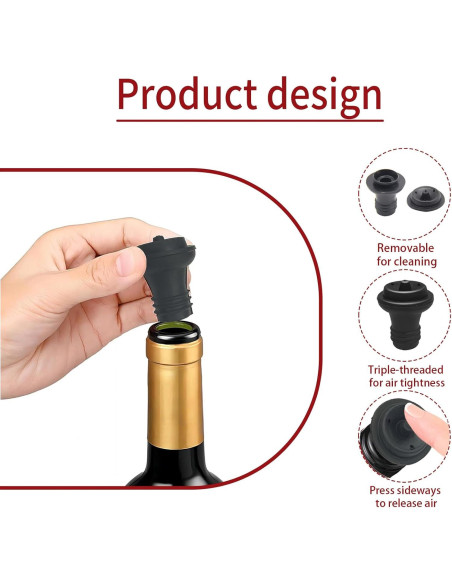 Juego de 3 Tapones de Vacío para Vino KAEZDD - Silicona