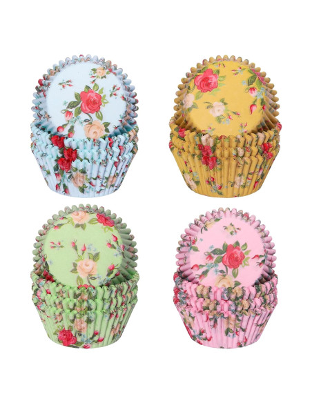 Forros de Cupcake Florales SKIDEC 400 Piezas Desechables Forros de Cupcake Florales SKIDEC 400 Piezas Desechables