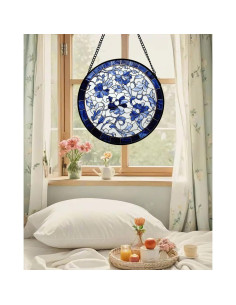 Colgante de Ventana de Vidrio Templado Azul y Blanco 19.8 cm 2
