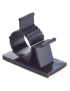 25 Clips de Cable Ajustables Kwik Negro Adhesivo Nylon 10mm
