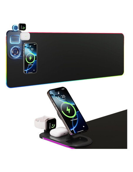 Alfombrilla de Carga Inalámbrica HAUTOCO 15W RGB 90x30cm