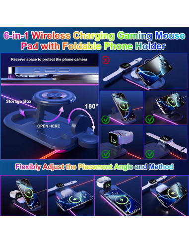 Alfombrilla de Carga Inalámbrica HAUTOCO 15W RGB 90x30cm