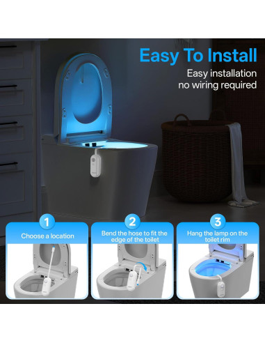 Luz de Inodoro LED PZSUNLY con Sensor de Movimiento IP65 2 Pzas