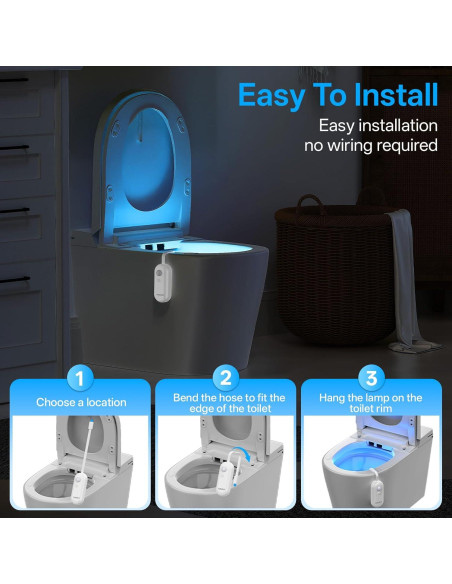 Luz de Inodoro LED PZSUNLY con Sensor de Movimiento IP65 2 Pzas