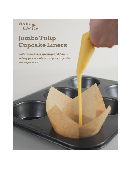 100 Forros de Cupcake Tulipán Jumbo Bake Choice Naturales