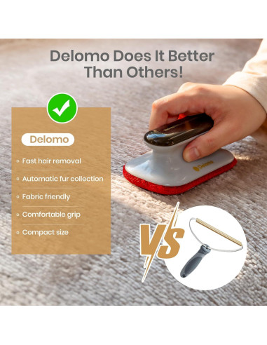 DELOMO Removedor de Pelo de Mascota para Auto 12x7 cm