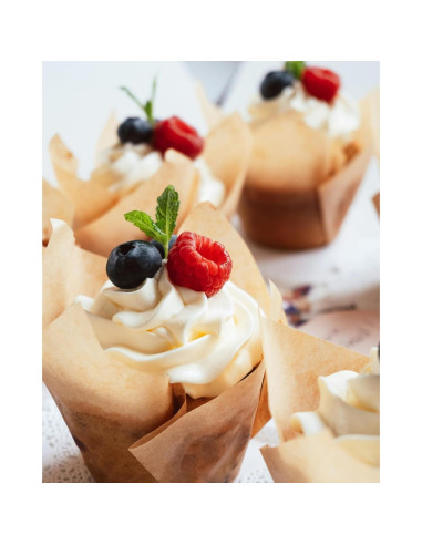 100 Forros de Cupcake Tulipán Jumbo Bake Choice Naturales