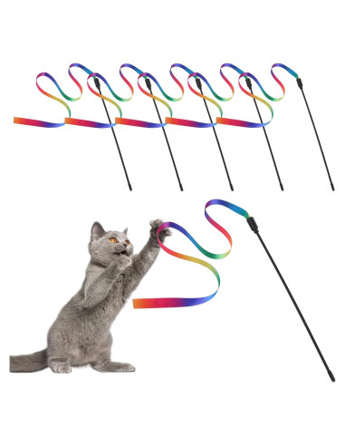 Varita Interactiva para Gatos Molain - 5 Juegos de Cinta Colorida