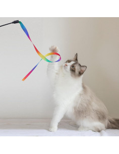 Varita Interactiva para Gatos Molain - 5 Juegos de Cinta Colorida 2