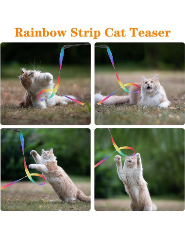 Varita Interactiva para Gatos Molain - 5 Juegos de Cinta Colorida