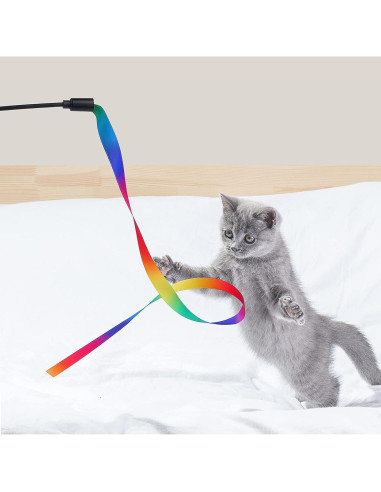 Varita Interactiva para Gatos Molain - 5 Juegos de Cinta Colorida